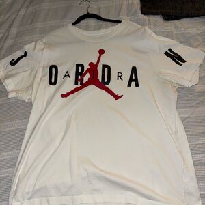 White T-Shirt with Red Graphic